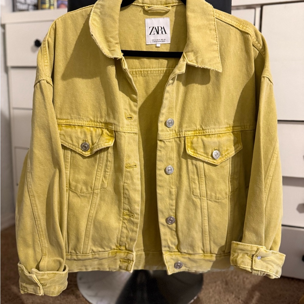 Zara Yellow Oversized Denim Jacket